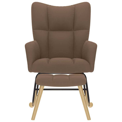 Poltrona a Dondolo con poggiapiedi Marrone in Tessuto