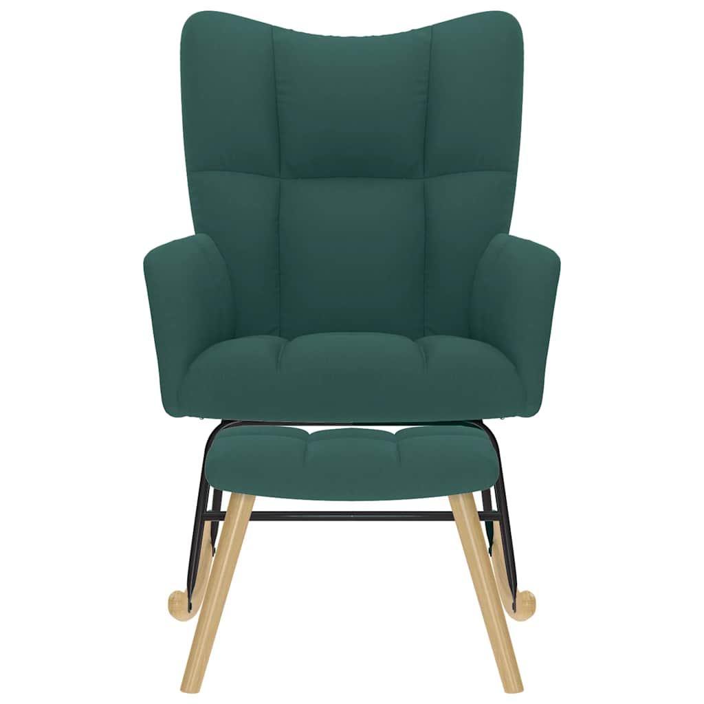 Poltrona a Dondolo con Poggiapiedi Grigio Scuro in Tessuto