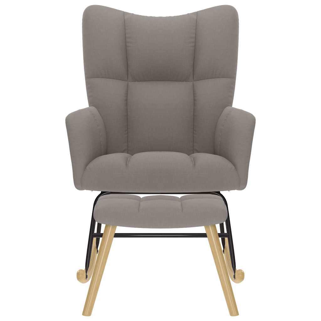 Poltrona a Dondolo con Poggiapiedi Tortora in Tessuto