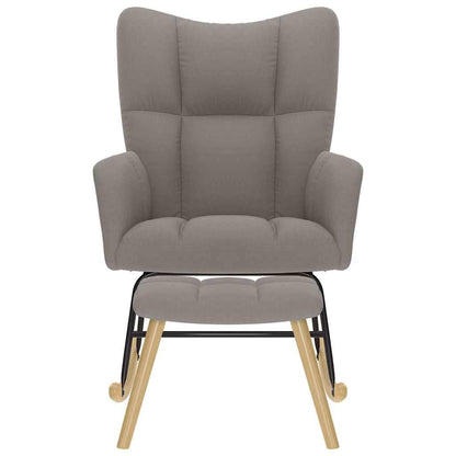 Poltrona a Dondolo con Poggiapiedi Tortora in Tessuto