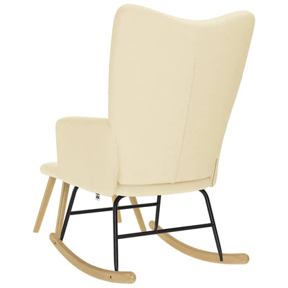 Poltrona a Dondolo con poggiapiedi crema in Tessuto