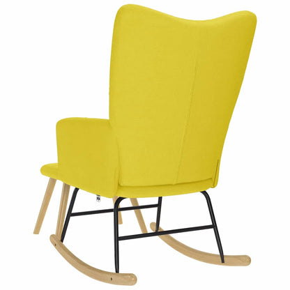 Poltrona a Dondolo con Poggiapiedi Giallo Chiaro in Tessuto