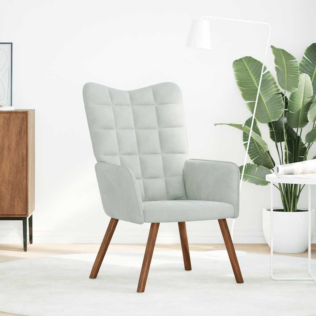 Sedia Relax Grigio Chiaro in Velluto - homemem39