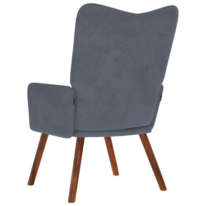 Sedia Relax Grigio Scuro in Velluto - homemem39