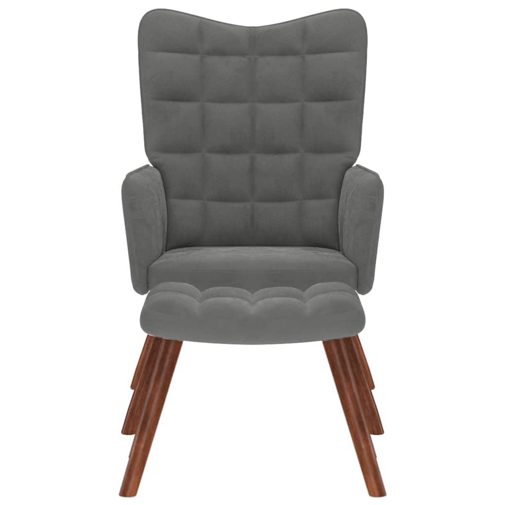 Poltrona Relax con Sgabello in Velluto Grigio Scuro | homemem39