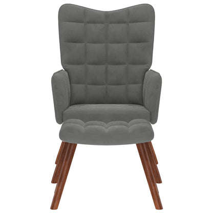 Poltrona Relax con Sgabello in Velluto Grigio Scuro | homemem39