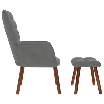 Poltrona Relax con Sgabello in Velluto Grigio Scuro | homemem39