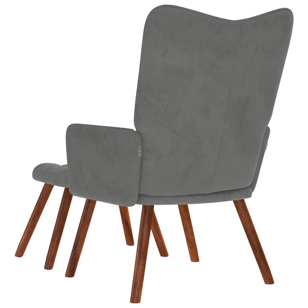 Poltrona Relax con Sgabello in Velluto Grigio Scuro | homemem39