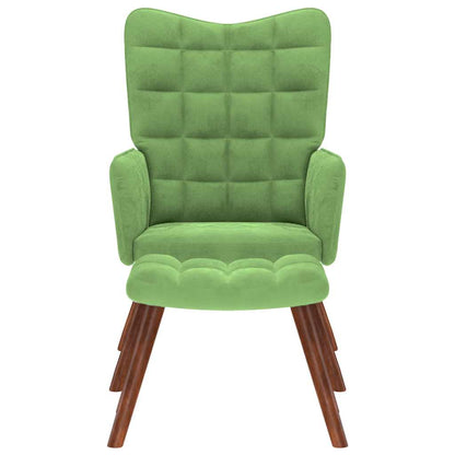 Poltrona Relax con Poggiapiedi Verde Chiaro in Velluto - homemem39