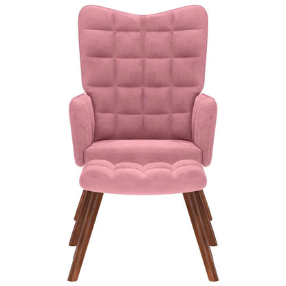 Poltrona Relax con Poggiapiedi Rosa in Velluto | homemem39