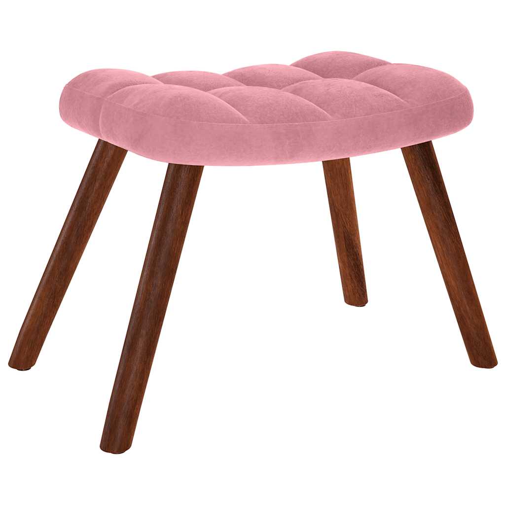 Poltrona Relax con Poggiapiedi Rosa in Velluto | homemem39
