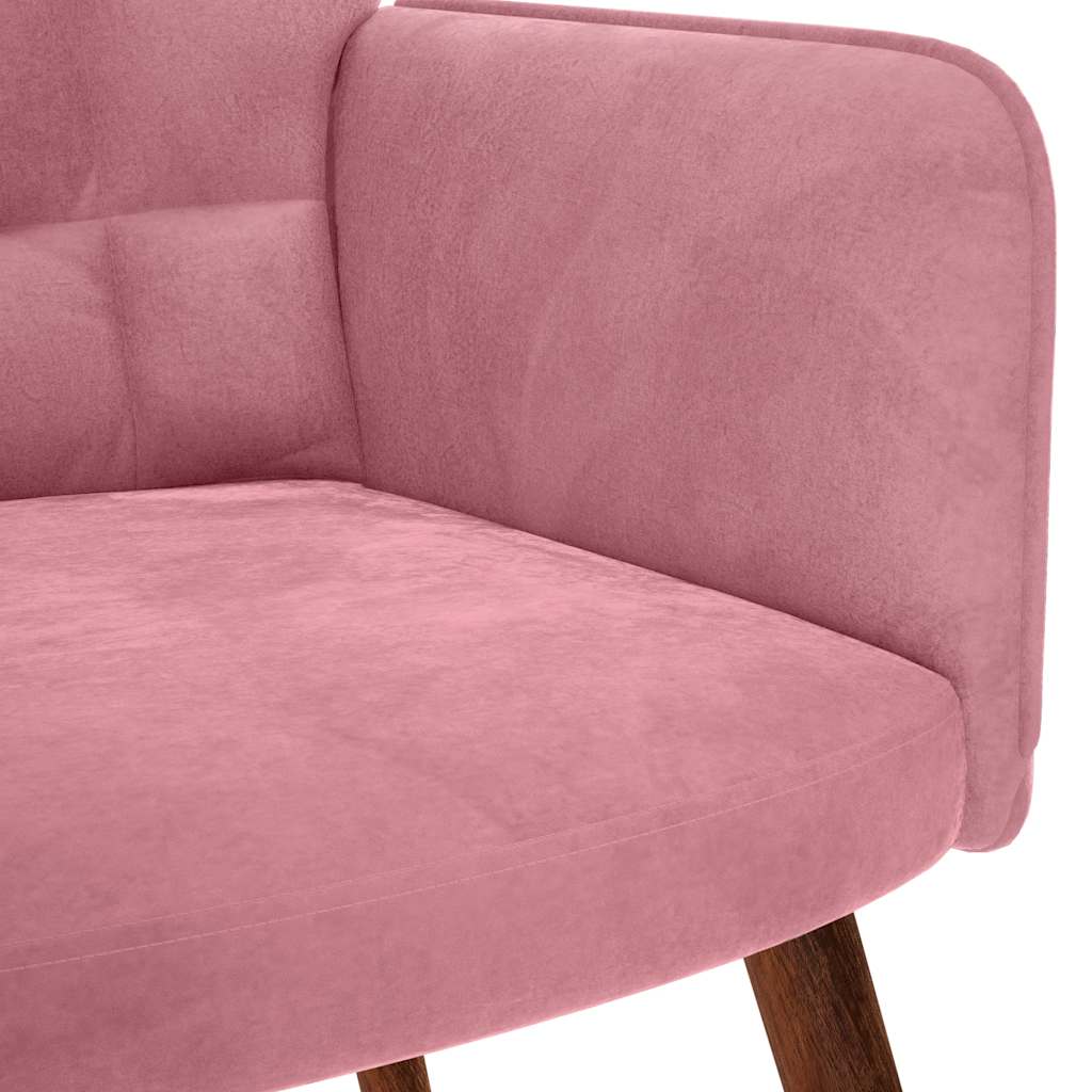 Poltrona Relax con Poggiapiedi Rosa in Velluto | homemem39