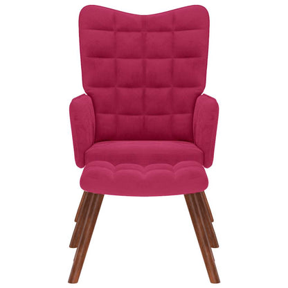 Poltrona Relax con Poggiapiedi Rosso Vino in Velluto