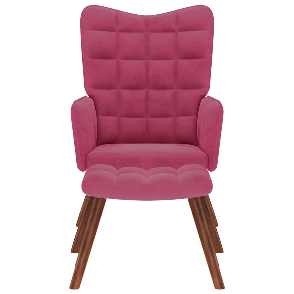 Poltrona Relax con Poggiapiedi Rosso Vino in Velluto - homemem39