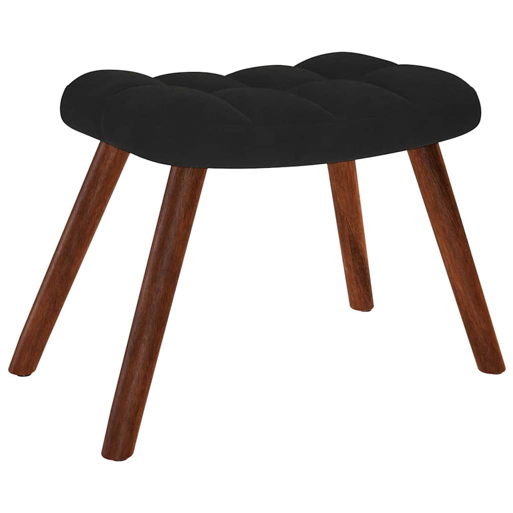Poltrona Relax con Sgabello in Velluto Nero | homemem39
