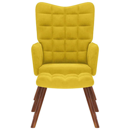 Poltrona Relax con Sgabello in Velluto Giallo | homemem39