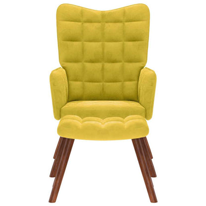 Poltrona Relax con Poggiapiedi Giallo in Velluto - homemem39