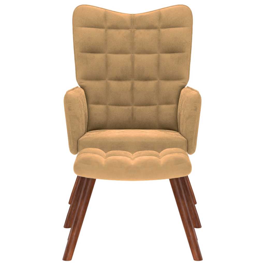 Poltrona Relax con Poggiapiedi Marrone in Velluto - homemem39