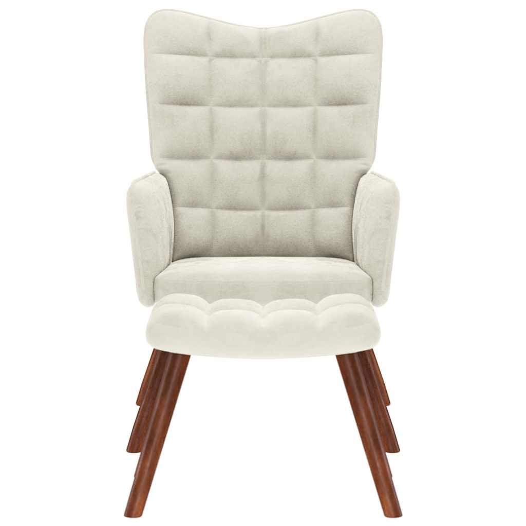 Poltrona Relax con Poggiapiedi Crema in Velluto - homemem39