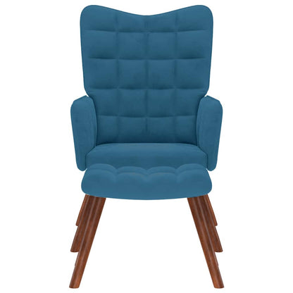 Poltrona Relax con Poggiapiedi Blu in Velluto - homemem39