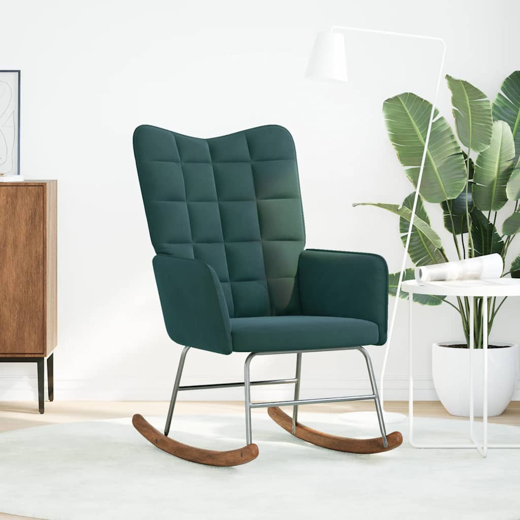 Sedia da Pranzo Verde Scuro in Velluto