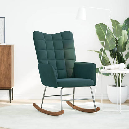 Sedia da Pranzo Verde Scuro in Velluto