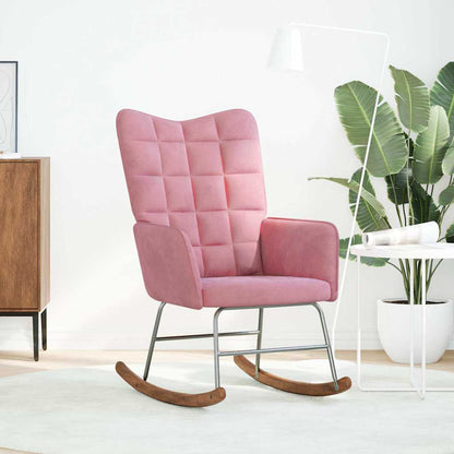Sedia a Dondolo Rosa in Velluto