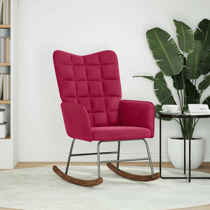 Sedia a Dondolo Rosso Vino in Velluto