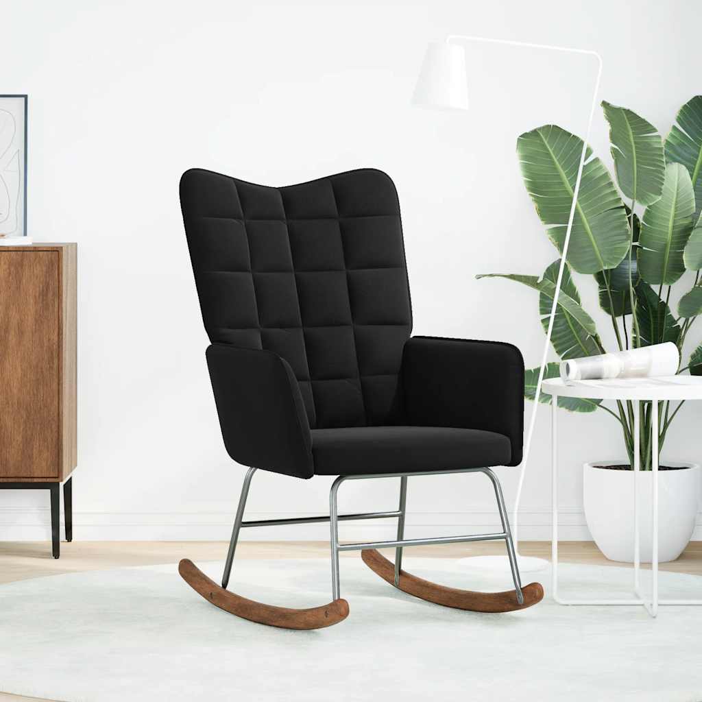Sedia a Dondolo Nera in Velluto