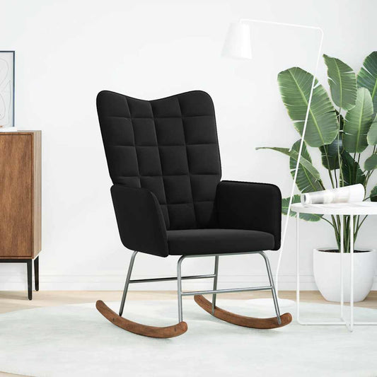 Sedia a Dondolo Nera in Velluto
