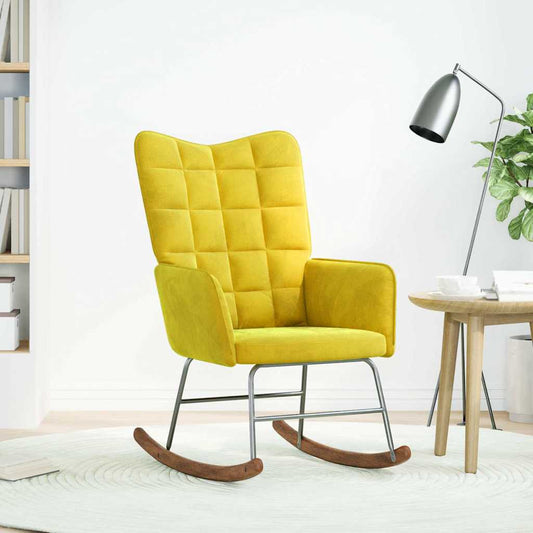 Sedia a Dondolo Gialla in Velluto