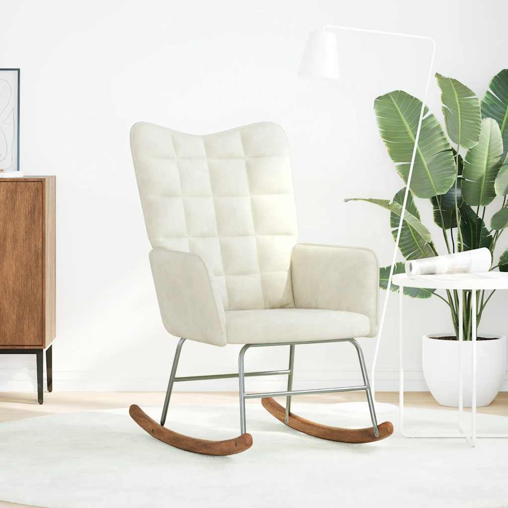 Sedia a Dondolo Crema in Velluto