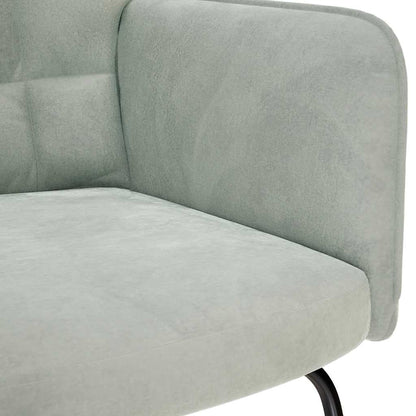 Sedia a dondolo con sgabello in velluto grigio chiaro