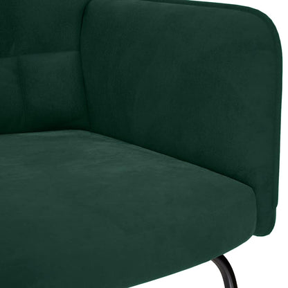 Sedia a dondolo con sgabello in velluto verde scuro