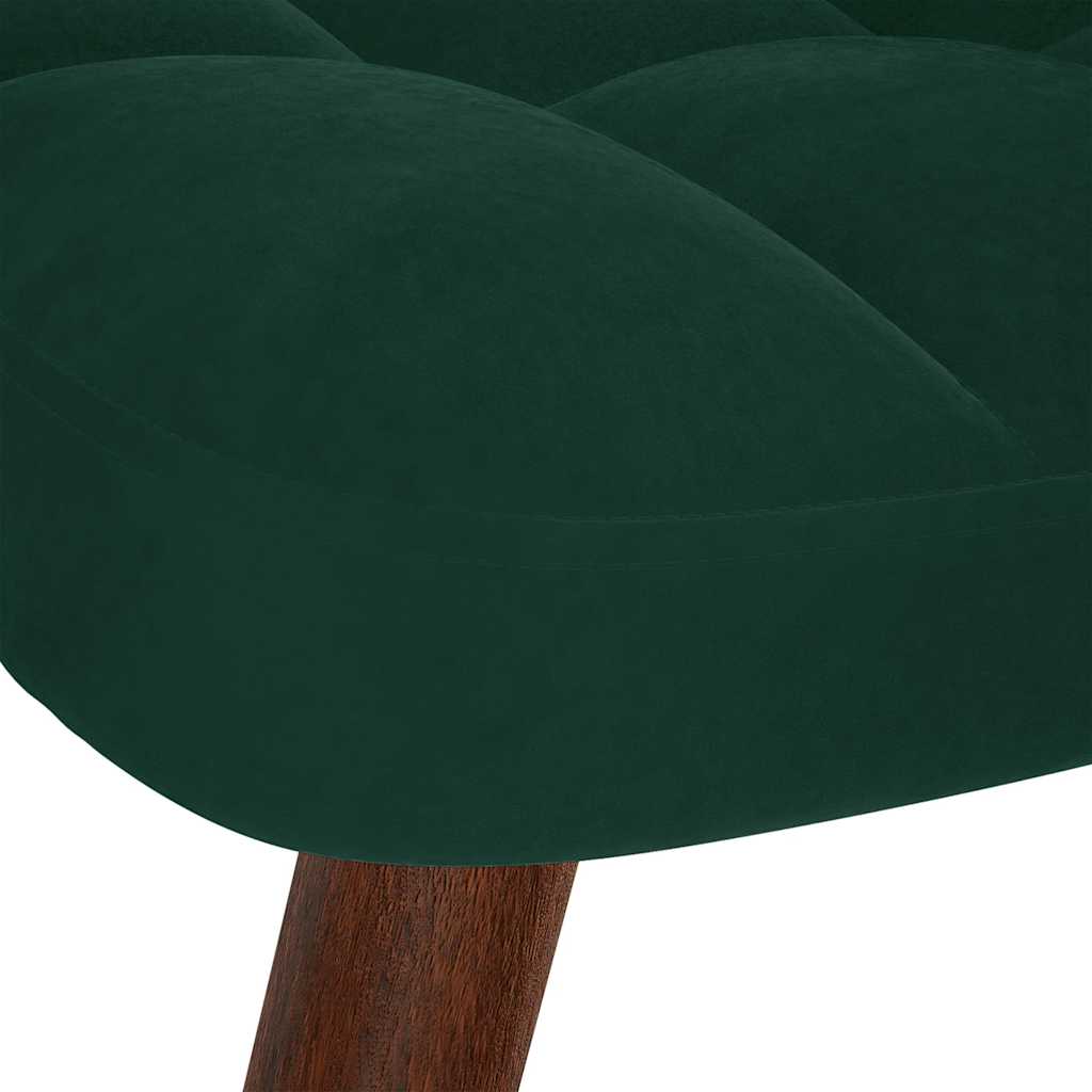 Sedia a dondolo con sgabello in velluto verde scuro