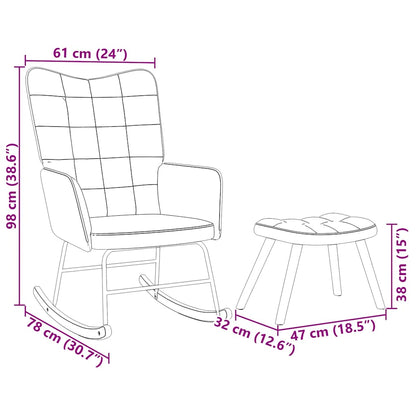 Poltrona a Dondolo con Poggiapiedi Rosa in Velluto