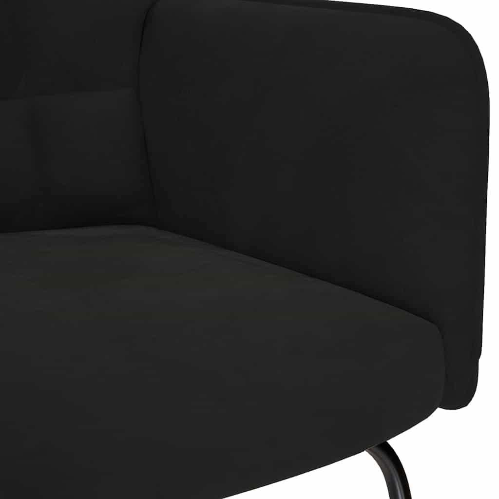 Sedia a dondolo con sgabello in velluto nero