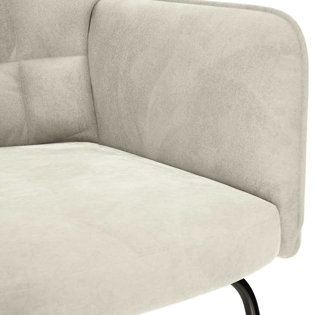 Sedia a dondolo con sgabello in velluto crema