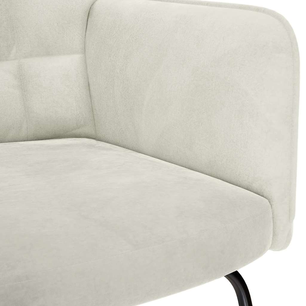 Sedia a dondolo con sgabello in velluto crema