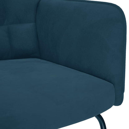 Poltrona a Dondolo con Poggiapiedi Blu in Velluto