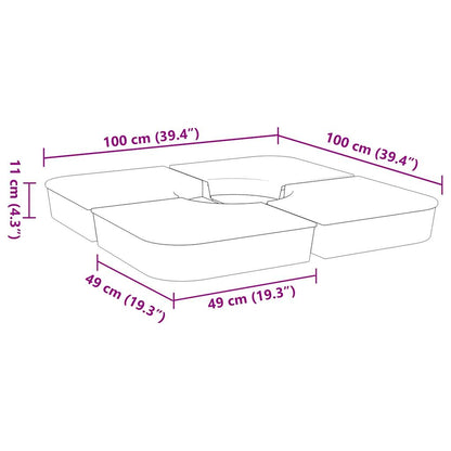 Set Base per Ombrellone 4 pz con Supporto a Croce 100 kg PP