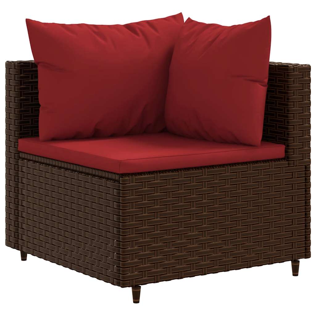 Set Divani da Giardino 5 pz con Cuscini Marrone in Polyrattan | homemem39