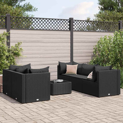 Set Mobili da Giardino 6 pz con Cuscini in Polyrattan Nero | homemem39