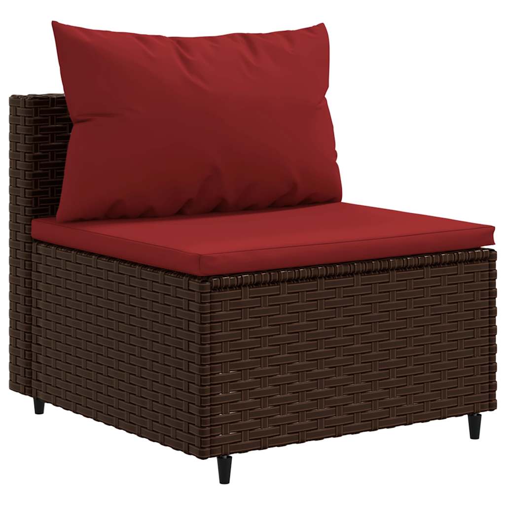 Set Mobili da Giardino 6pz con Cuscini in Polyrattan Marrone | homemem39