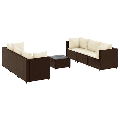 Set Divani da Giardino 7 pz con Cuscini in Polyrattan Marrone | homemem39