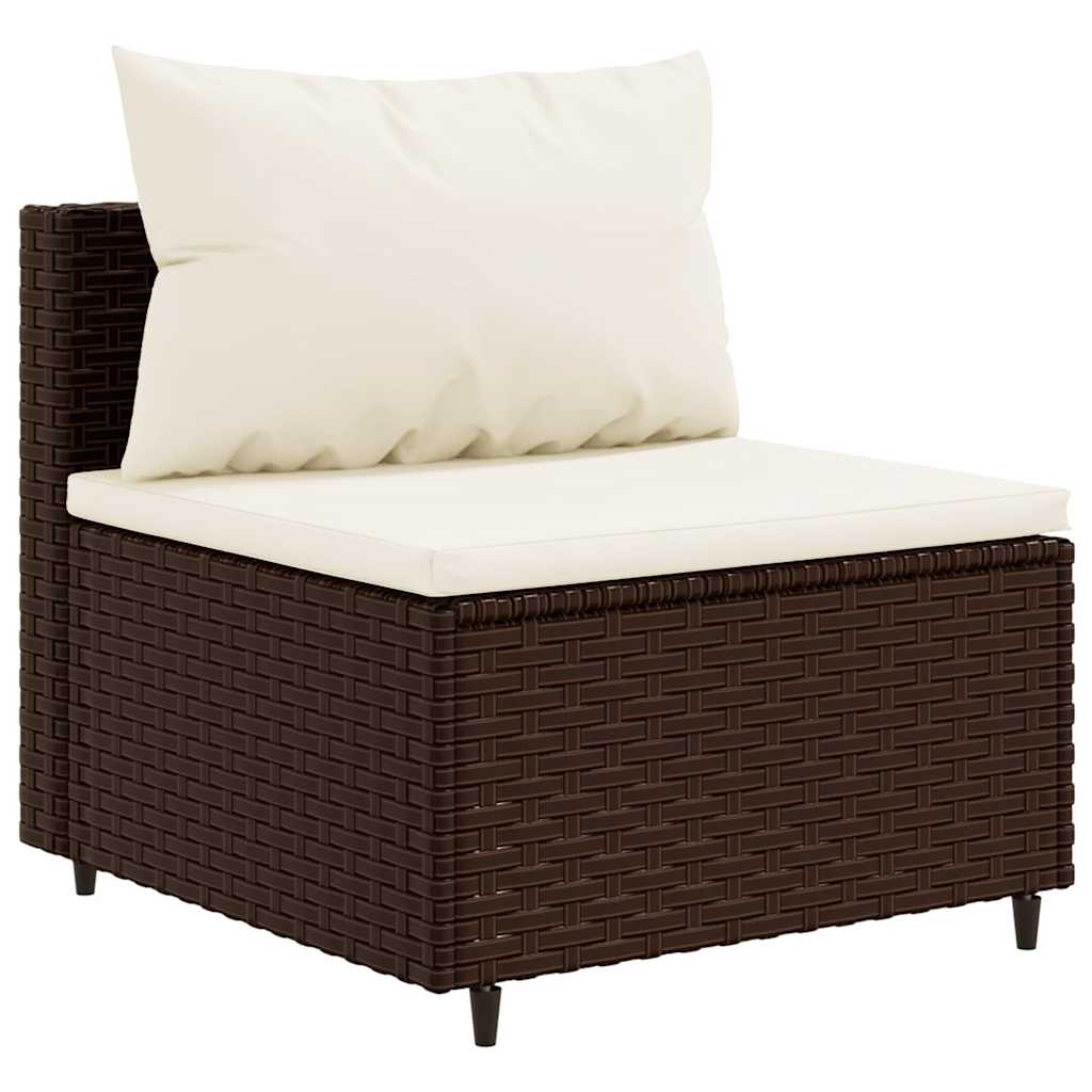 Set Divani da Giardino 7 pz con Cuscini in Polyrattan Marrone | homemem39