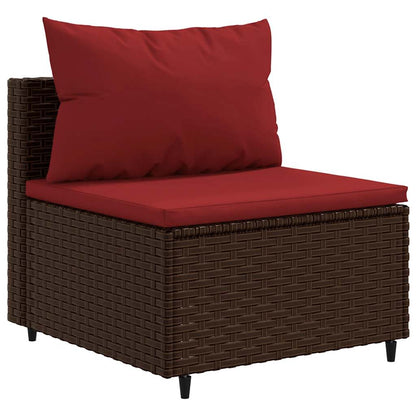 Set Divani da Giardino 7 pz con Cuscini in Polyrattan Marrone | homemem39