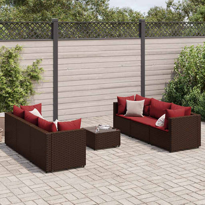 Set Divani da Giardino 7 pz con Cuscini in Polyrattan Marrone | homemem39