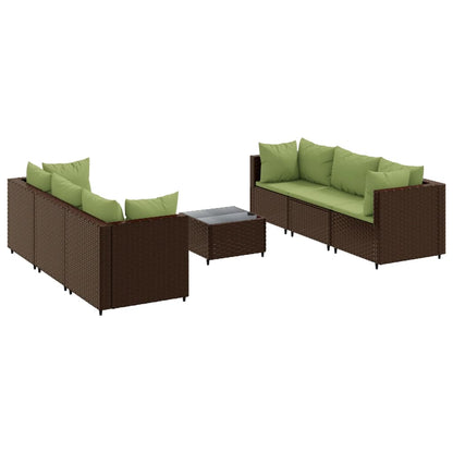 Set Divani da Giardino 7 pz con Cuscini in Polyrattan Marrone | homemem39