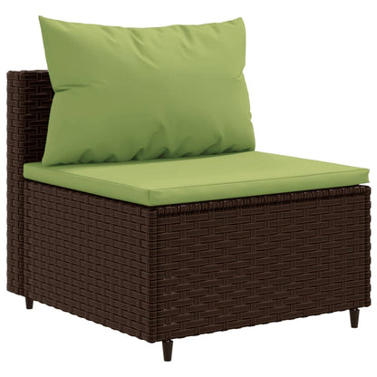 Set Divani da Giardino 7 pz con Cuscini in Polyrattan Marrone | homemem39